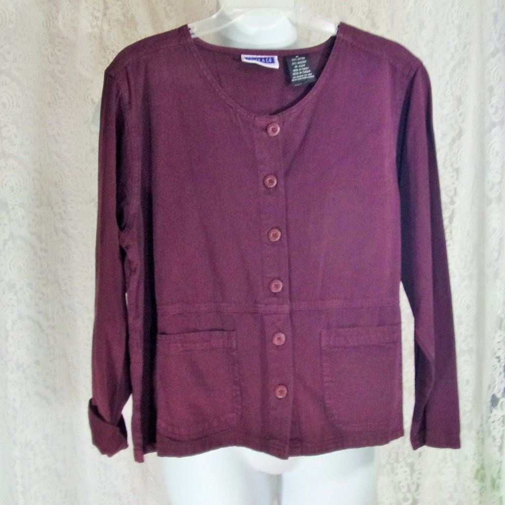 Erika & Co Plum Top Blouse 100 Cotton Twill Size M
